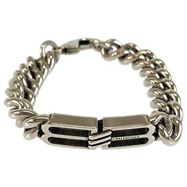 Pulseira Balenciaga Bb Icon Gourmette Tamanho M em Latão Prateado para Homens