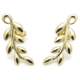 Autre Marque Boucles d'oreilles grimpantes Tiffany Olive Leaf en or jaune 18K