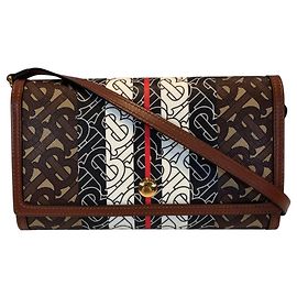 Portafoglio con catena in pelle marrone Burberry