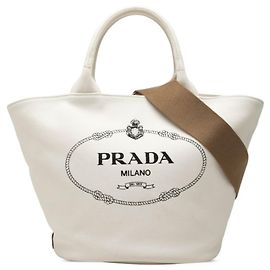 Sac cabas Prada en canapa avec plaque logo triangle