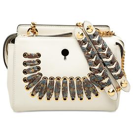 Bolsa de Ombro Fendi Click Chain em Couro Branco