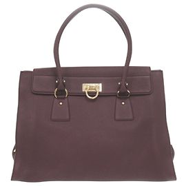 Saco Tote em couro roxo Salvatore Ferragamo