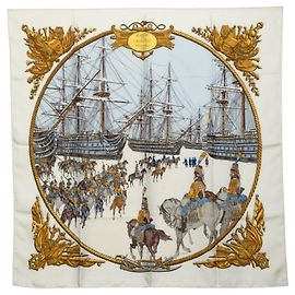Hermès Pañuelo Hermes Carre 90 Marine et Cavalerie