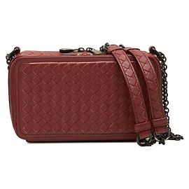 Bolsa de Ombro Bottega Veneta Intrecciato em Couro Vermelho