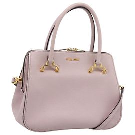 Sac à main Miu Miu en cuir 2 voies Rose Ton Or Auth 167741M