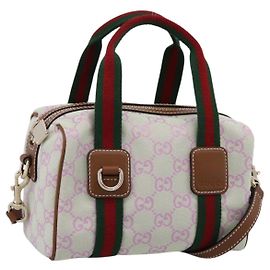 Sac à main GUCCI GG Canvas Web Sherry Line 2way Green Gold 856055 Auth BA15763M