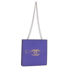 CHANEL Hologram Chain Schultertasche aus Vinyl Lila Silber CC Auth 207620A