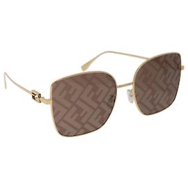 FENDI Sonnenbrille Metal Gold Tone Auth BA16153M
