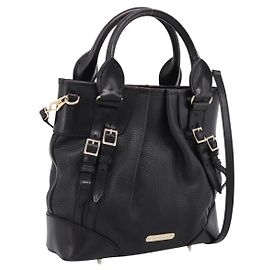 Bolsa de mão BURBERRY em couro 2way Preta Tom Dourado Auth BA16124A