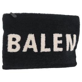 Balenciaga Clutch Bag Shearing Black Silver 492681 Auth 205402V