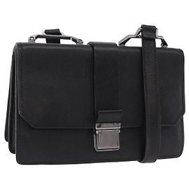 Borsa a tracolla Miu Miu Madras in pelle nera e argento Auth BA16113A
