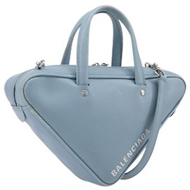Borsa Duffel Triangle BALENCIAGA Pelle 2 vie Blu Chiaro 531048 Auth bs37406