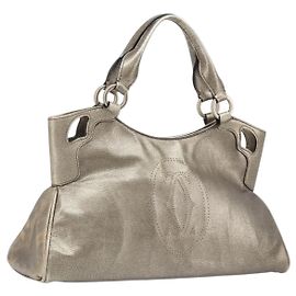 Bolsa de mão Cartier Marcello em couro dourado autêntica 206884A