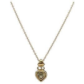 Collier Christian Dior Heart Stone métal Gold Auth 205471