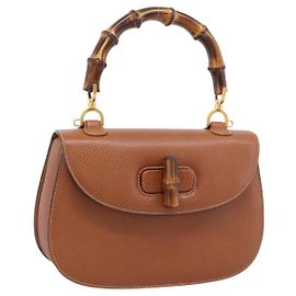 GUCCI Bamboo Handtasche Leder Braun Gold 000 113 0633 Auth ep16515V