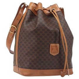 Céline Sac à épaule CELINE Macadam Canvas PVC Leather Brown Gold Auth 205298V