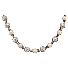 Collar de perlas Christian Dior metal Oro Blanco Auth 205488M