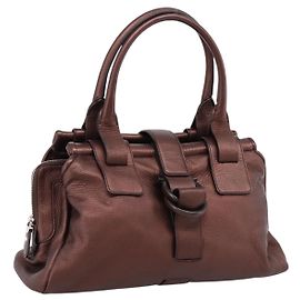 Bolso Salvatore Ferragamo Gancini de cuero marrón plata auténtico 205257V