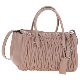 Bolsa de Mão Miu Miu Matelassé em Couro 2way Rosa Prata Auth 206390M
