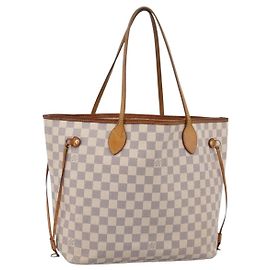 LOUIS VUITTON Damier Azur Neverfull MM Tote Bag N41605 LV Auth 207423