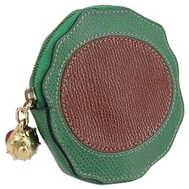 Céline Portamonete CELINE in pelle Verde Marrone Auth BA16114V