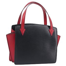Bolsa de mão LOUIS VUITTON Epi Varenne Preta Vermelha M52387 LV Auth 206618