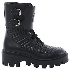 Gucci GG Marmont Leder Stiefeletten in Schwarz 628855, Größe EU 36.5