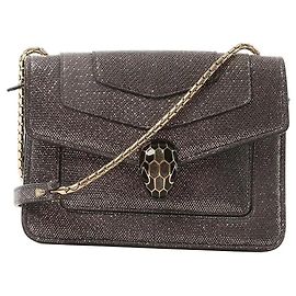 Bulgari Borsa a tracolla in pelle con catena BVLGARI Serpenti in grigio
