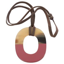 Colar Hermès Isthme em chifre de búfalo Brown x Pink