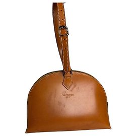 Courreges Vintage Courrèges Strukturierte Lederhandtasche mit Tragegriff Ende der 1990s Tan