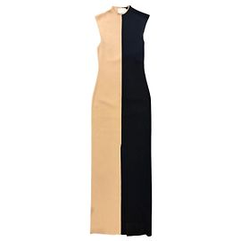 Autre Marque Robe longue en maille Solace noir et beige