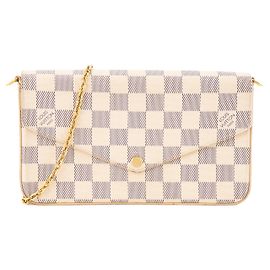 LOUIS VUITTON - Bolsa de ombro Félicie Louis Vuitton em toile enduite damier azur