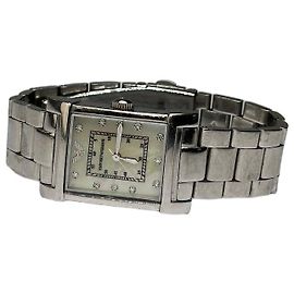 Vintage Giorgio Armani Emporio Armani Edelstahl Quarz Uhr frühe 2000er Jahre Silber