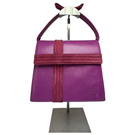 Sac à main structuré Vintage Versace avec poignée début des années 1990 Fuchsia Burgundy
