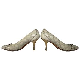 Vintage Gucci GG Monogram Canvas Chain Pumps Anfang 2000er Cream EU36
