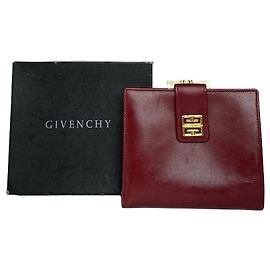 Vintage Givenchy 4G Logo Structured Clutch Wallet c. Late 1970s Burgundy