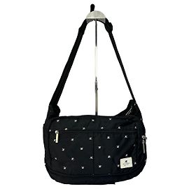 Courreges Sac crossbody à rabat en jacquard logo Courrèges Vintage début 2000s Noir Argent
