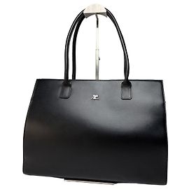 Courreges Sac cabas structuré Vintage Courrèges AC Logo Noir Argent