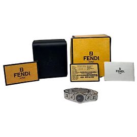 Relógio de pulso Vintage Fendi em aço inoxidável c. meados de 1990 Prata Preto