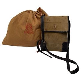 Bolsa Tiracolo com Aba Loewe Vintage final dos anos 1990 Beige Brown