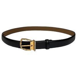 Cinto Vintage Yves Saint Laurent em couro texturizado c. final dos anos 1980 Preto Dourado