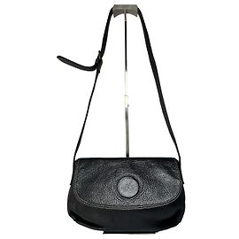 Vintage Givenchy Crossbody-Tasche mit Klappe aus Narbenleder Ende der 1980er Jahre Schwarz