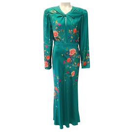 Autre Marque Vestido Midi Claudia em Seda Teal Saloni