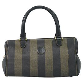 Fendi Vintage Pequin Convertible Boston Coated Canvas Medium