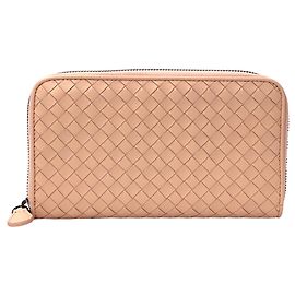 Cartera larga de piel rosa Bottega Veneta