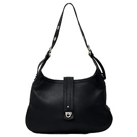 Bolso de hombro de cuero negro Salvatore Ferragamo