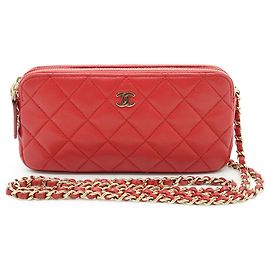 Chanel Portefeuille-sac porté croisé CC en agneau à double zip