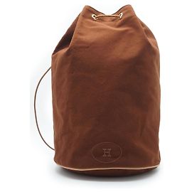 Borsa a mano Hermès Polochon Mimile GM Marrone Cotone