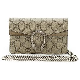 Gucci Bolsa de ombro super mini Dionysus GG Supreme em tela revestida e camurça com corrente