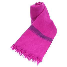 Christian Dior Echarpes Two-tone Fringed Wool Scarf